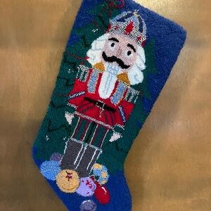 FIRM PRICE—NEW NUT CRACKER CHRISTMAS STOCKING NEEDLE POINT AND VELVET 19”🎄❤️👀🎁